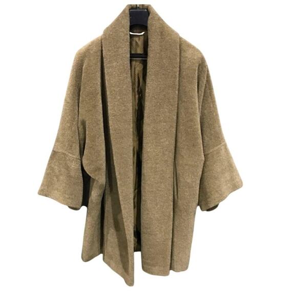 MaxMara Size 10 Mohair Wool Alpaca Green Tan Quiet Luxury Fall Coat Cardigan - Picture 1 of 16
